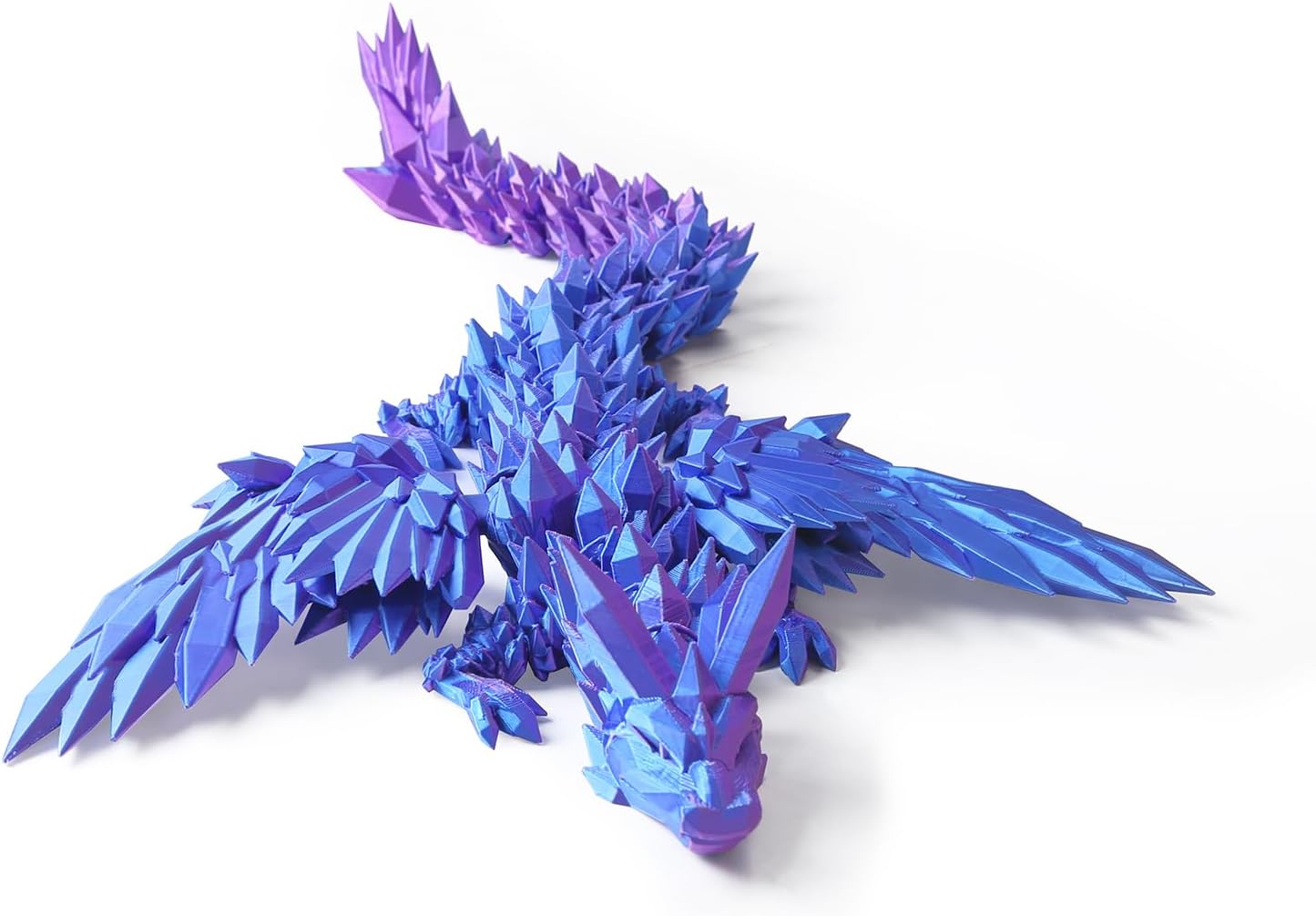 18” 3D Printed Dragon with Wings, Flexible Articulated 3D Dragon,Multi Color Crystal Wyvern, Fidget Toy, 3D Printed Animal Gifts for Festival,Executive Desk Toy