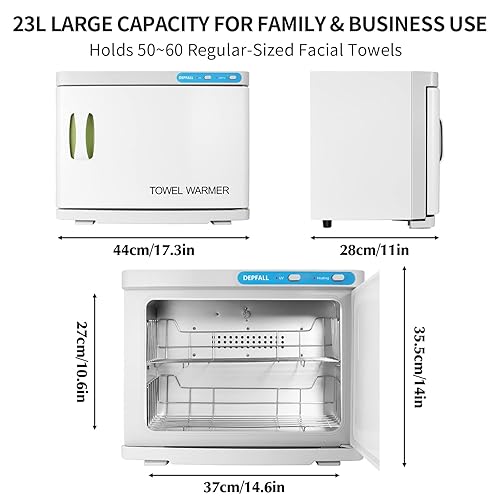 Miniatura 35 de Calentador de toallas calientes, gabinete profesional de gran capacidad de 23 litros, calentadores de toallas de spa 2 en 1 para tratamientos