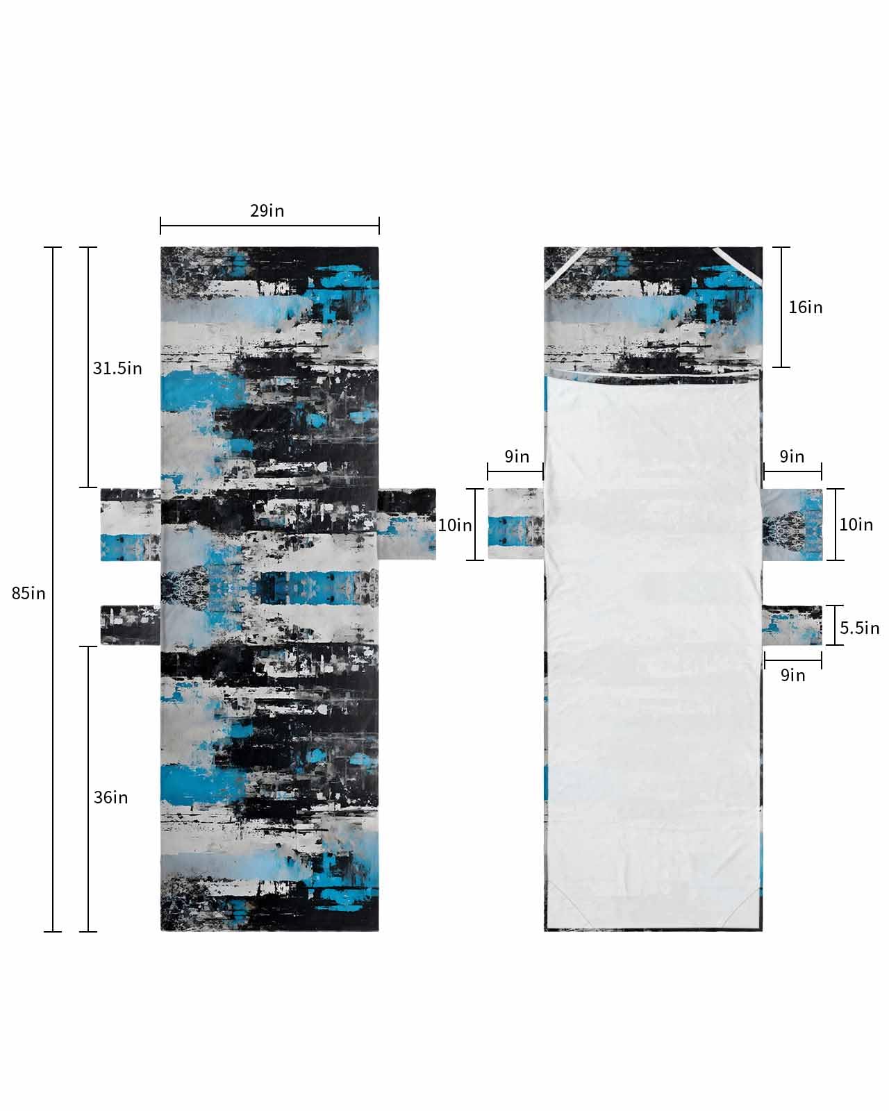 Black Blue Beach Lounge Chair Towel Cover, Soft Chaise Lounge Towel with Side Pockets Patio Pool Chairs Cover for Beach/Pool Sunbathing 29x85 Modern Vintage Abstract Painting Smear Art