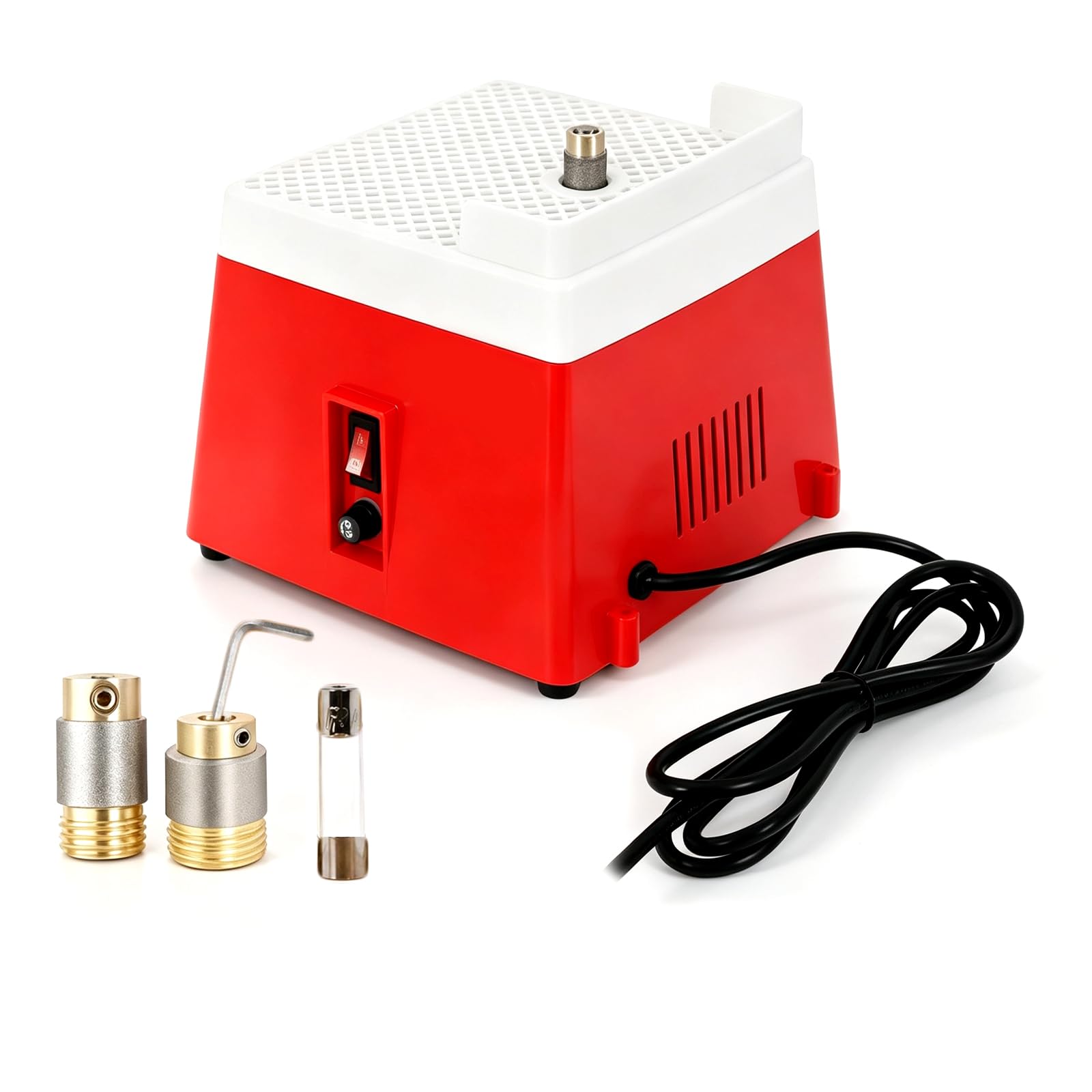 Zephperton Red 65W Portable Electric Stain Grinder, 4200R/Min Electric Stained Glass Grinding Tool, 110-220V, With 5/8" + 1" Replaceable Diamond Grinder Bit For Glass, Stone, And Surface Processing