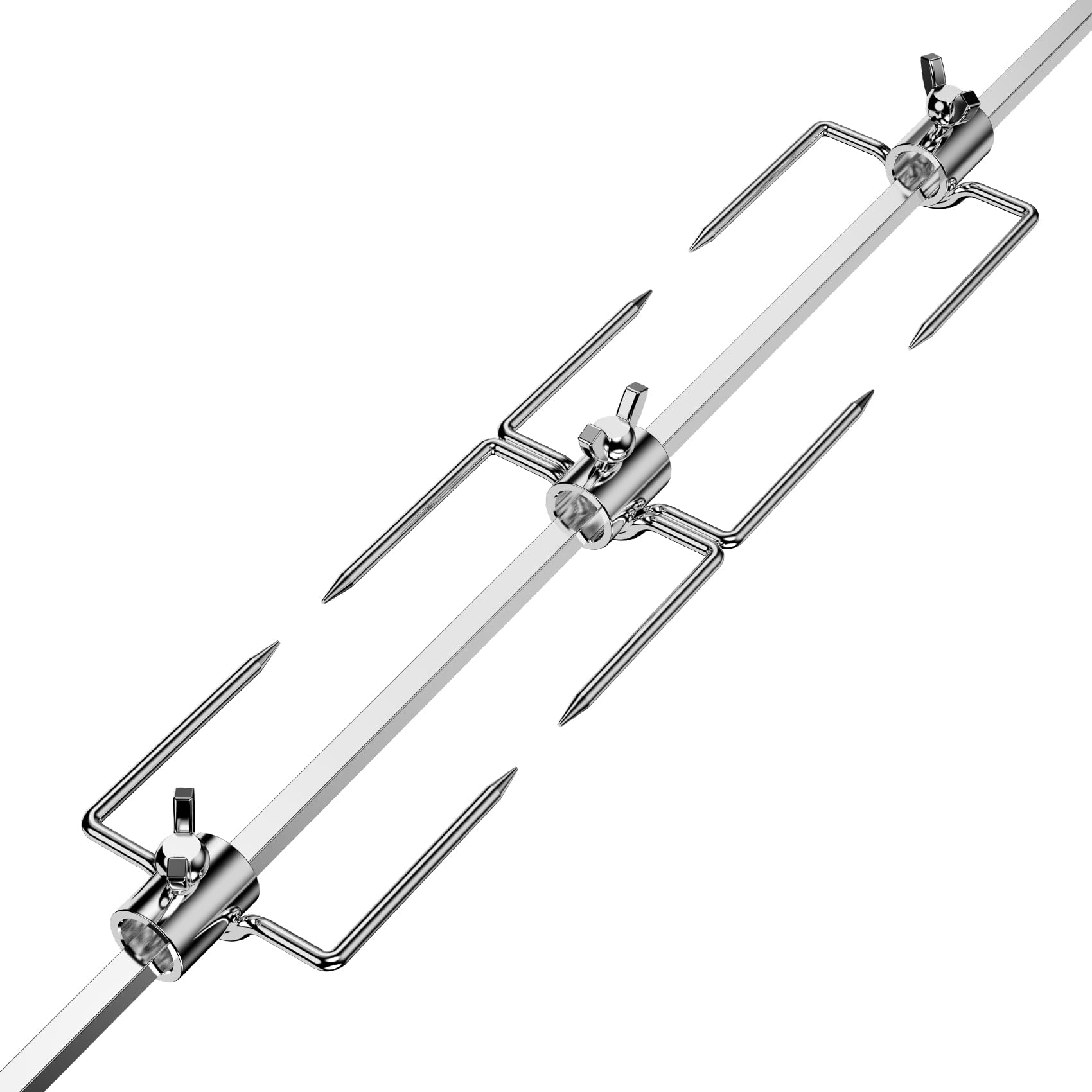 onlyfire BBQ Fork para Pinchos de Barbacoa, Contiene Pinza Doble y 2 Pinzas para Carne, Chicken Skewer Kit, Grill Roasting Fork para Palos de Brocheta Hexagonales de 12MM, Cuadrados de 10MM y 8MM