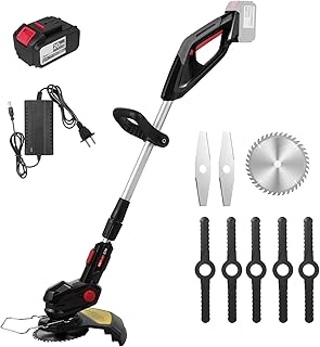 Aparador De Grama Sem Fio, Aparador de grama elétrico sem fio Weed Wacker Aparador de grama alimentado por bateria com comprimento ajustável e 3 tipos de lâminas Ferramenta de aparador