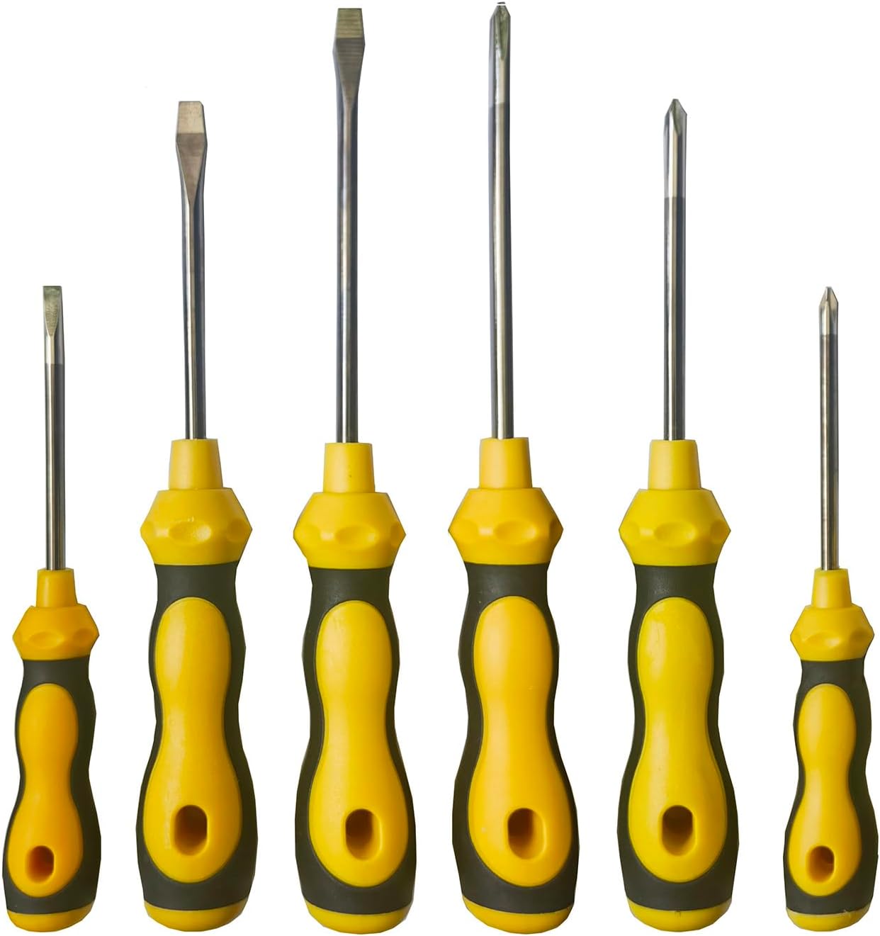6-Piece Precision Screwdriver Set, 3 Phillips and 3 Flat Head with Magnetic ,5*75mm，6*100mm，6*125mm, Professional Tools