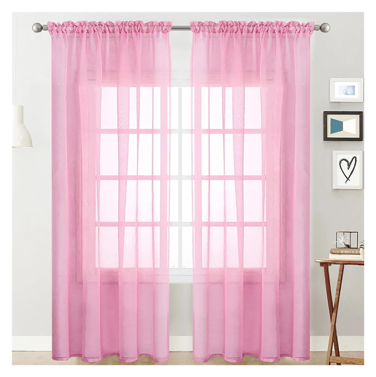 Rideaux transparents lot de 2 unis 100x130 cm pour salon