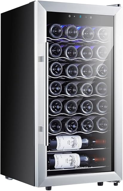 Kalamera Wine Fridge, 28 Bottles Wine Cooler Fridge with Stainless Steel Glass Door, 86L, KRC-28ASS