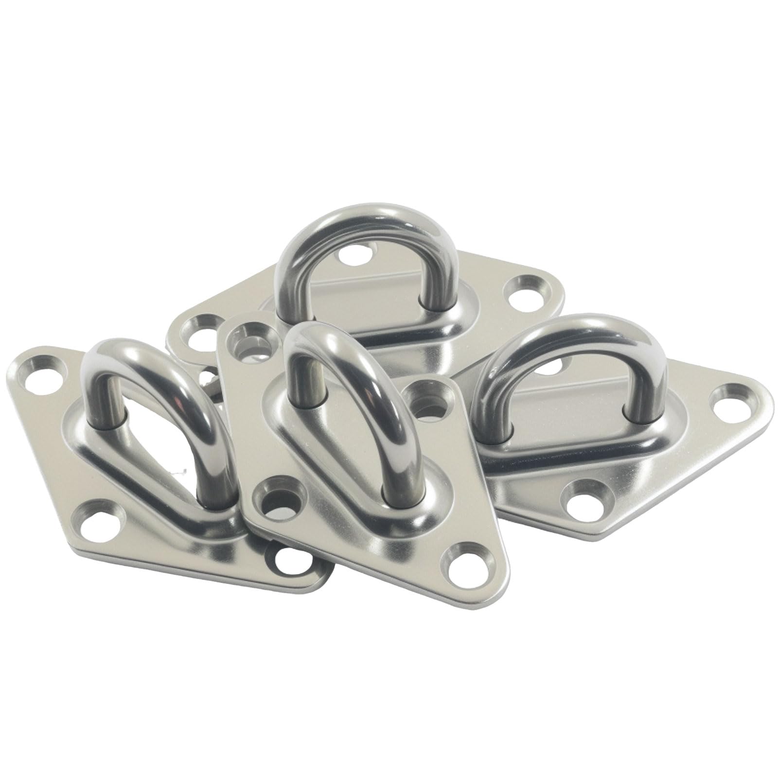 4Pcs Diamond Pad Eye Plate, 80mm x 50mm Heavy Duty Hanging Hardware Corrosion Resistant Pad Eye Plates, Marine Hardware Hook Loops for Marine Boat/Hammock/Swing