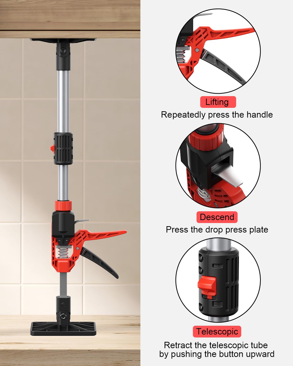 Mini Adjustable Telescoping Support Rods Snapklik.com : Kolvoii Cabinet Jack Support Pole 2 Pack, Adjustable ...
