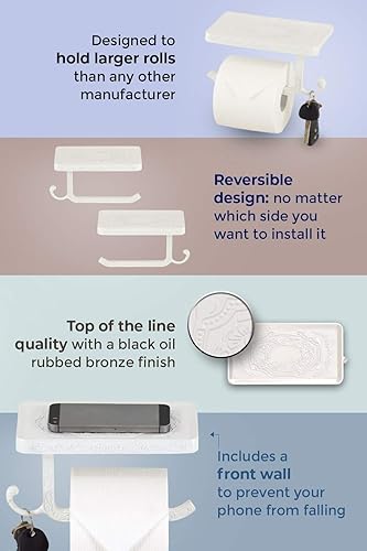Miniatura 2 de Neater Nest Soporte de papel higiénico reversible con estante para teléfono, estilo decorativo (blanco)