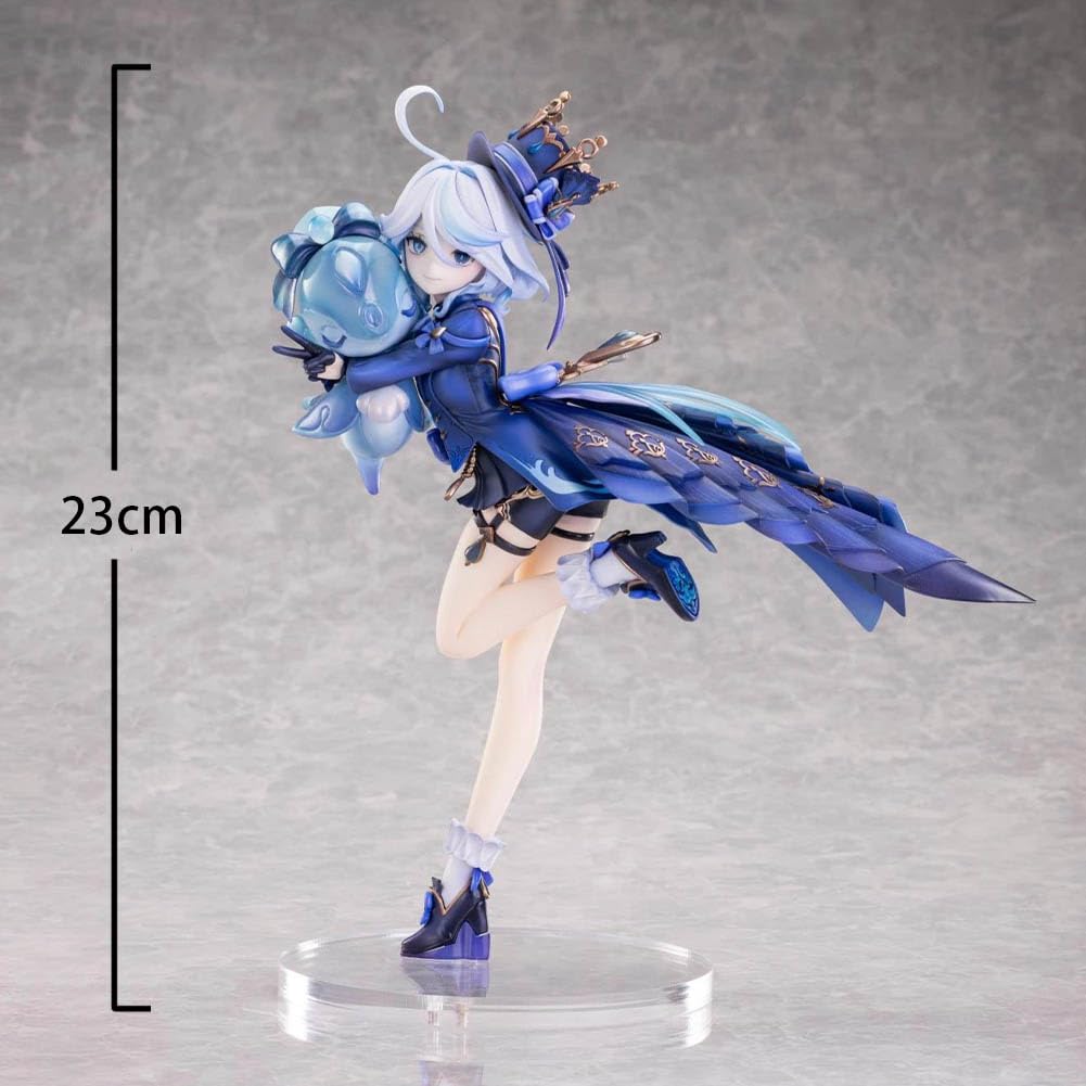 Zhongkaihua Furina Figura 23 cm Furina Action Figure Blue Outfit Ver PVC Anime Statue Game Personaggio da Collezione con Parti di Scambia il Viso per Scrivania Mensola Display Regalo
