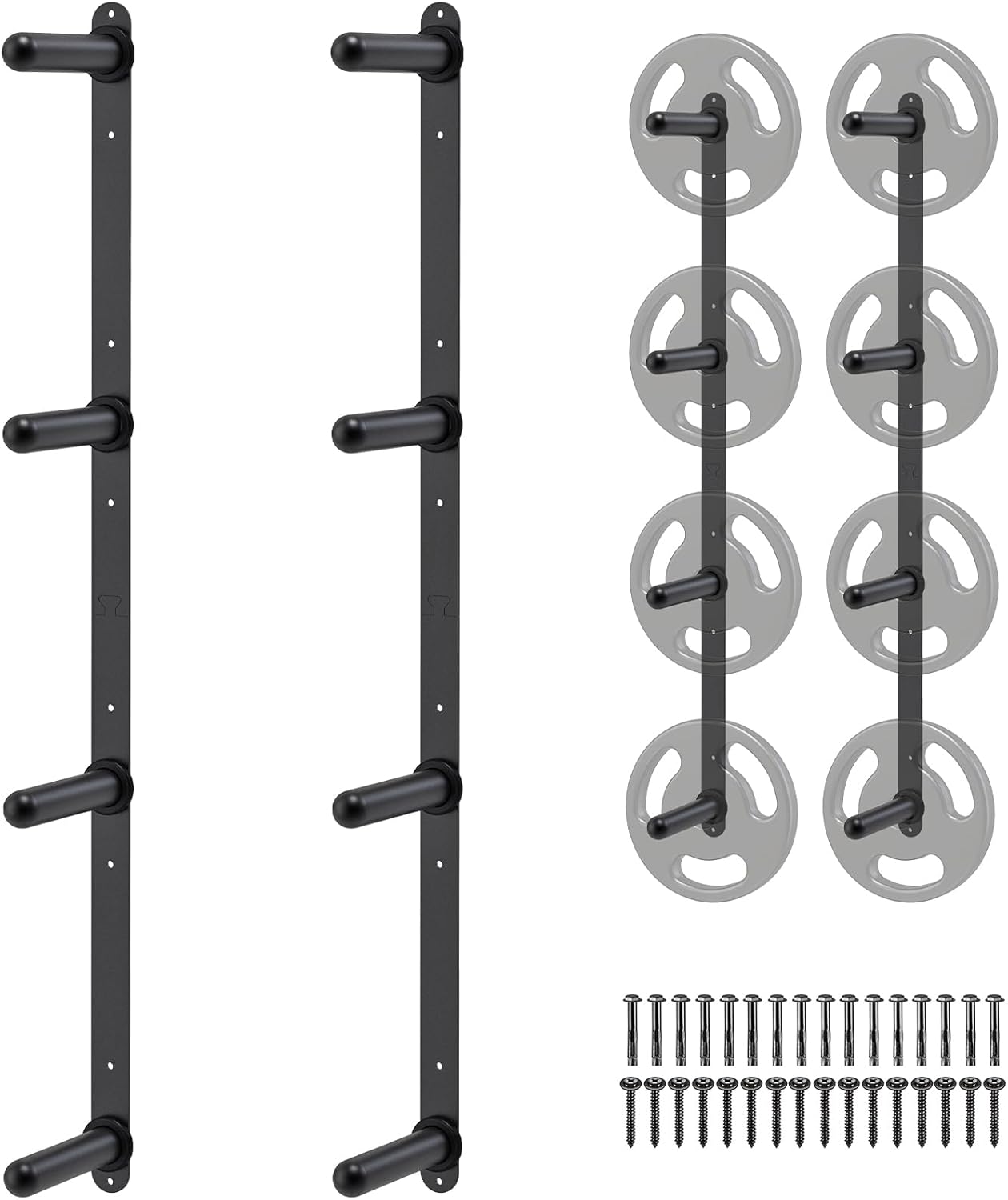 Kipika Weight Plate Storage Rack - Wall Mounted Weight Plate Holder with Durable Steel Construction Organizer for Olympic Plates, 1000lb Capacity, Space-Saving for Home Gym