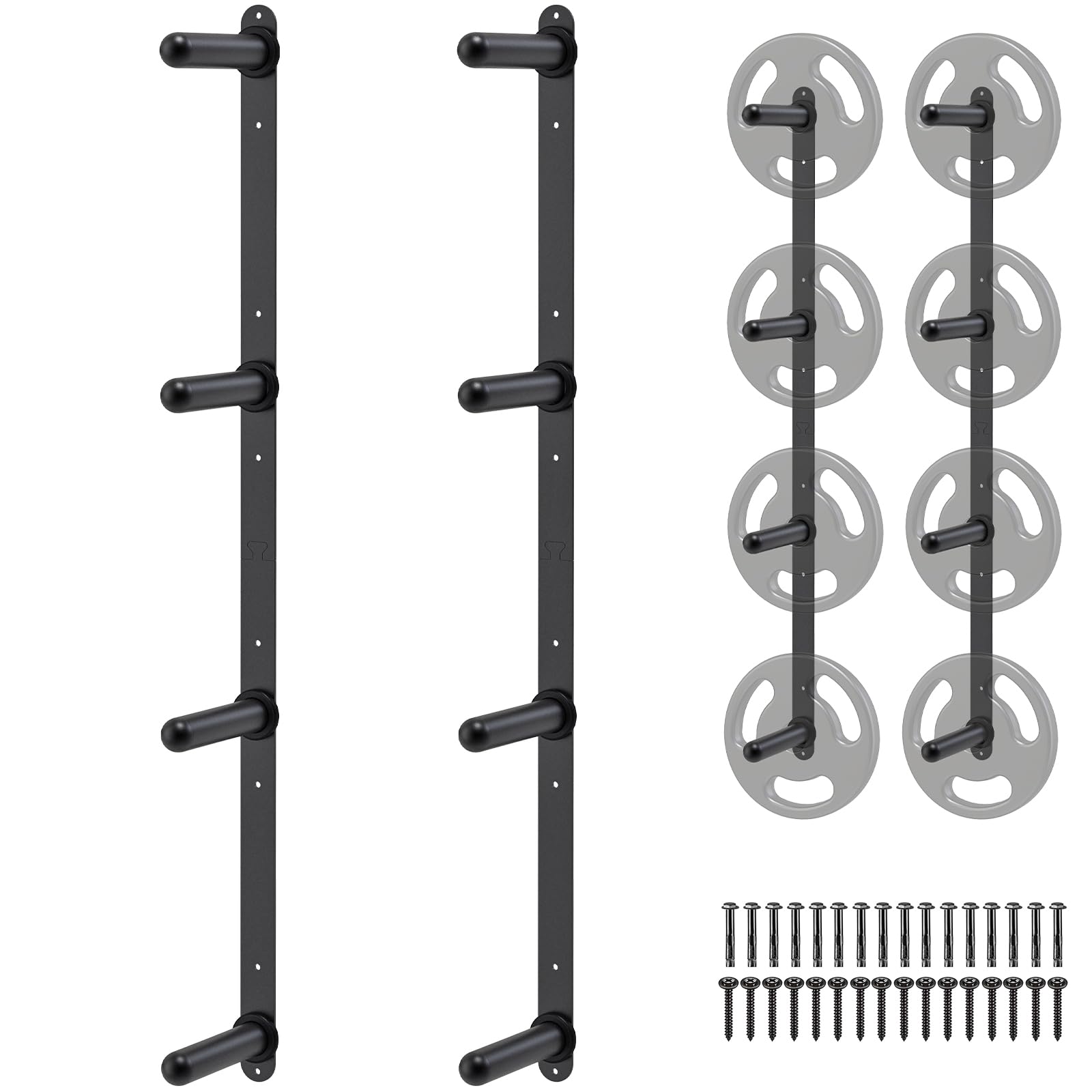 Kipika Weight Plate Storage Rack - Wall Mounted Weight Plate Holder with Durable Steel Construction Organizer for Olympic Plates, 1000lb Capacity, Space-Saving for Home Gym