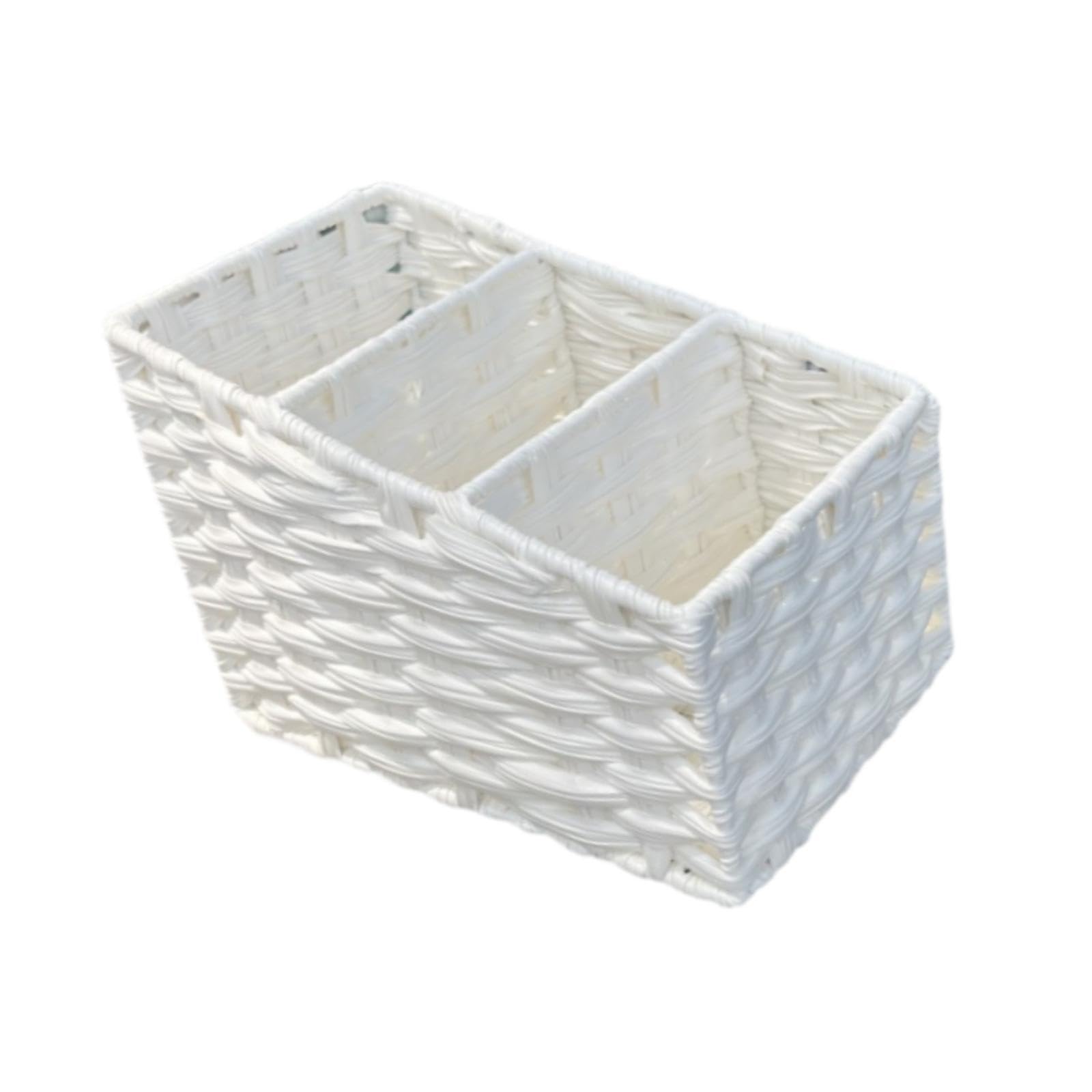 PIXZCSA Elegant Woven Compartment Basket Organizer Portable Storage Solution For Sundries And Desktop Dining Rooms Sundries Storage Box Simulation Tabletop, White