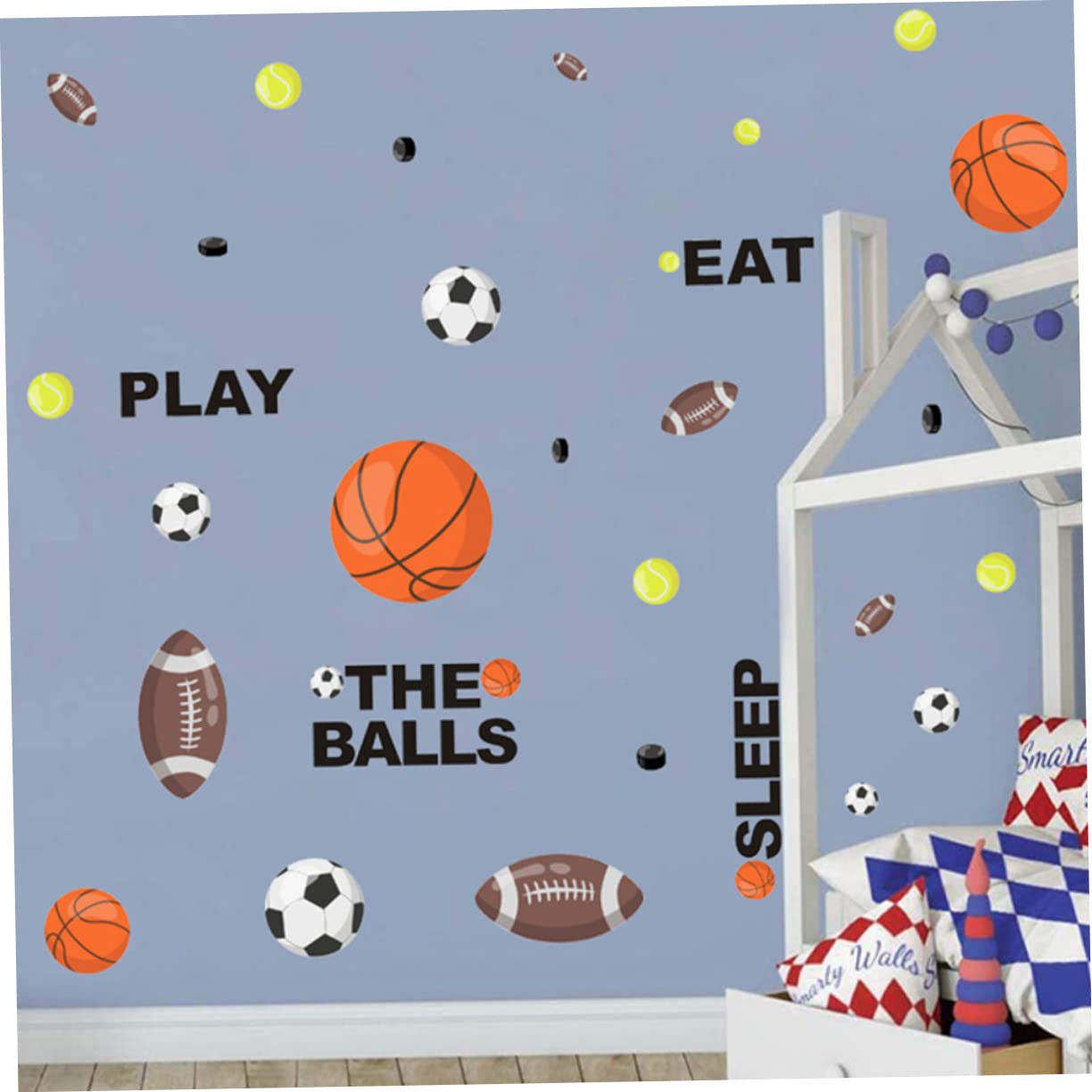 ABOOFAN 4 Adesivi Murali Rimovibili Per Cameretta Dei Bambini Adesivi Decorativi Da Basket E Calcio Per Ragazzi E Ragazze