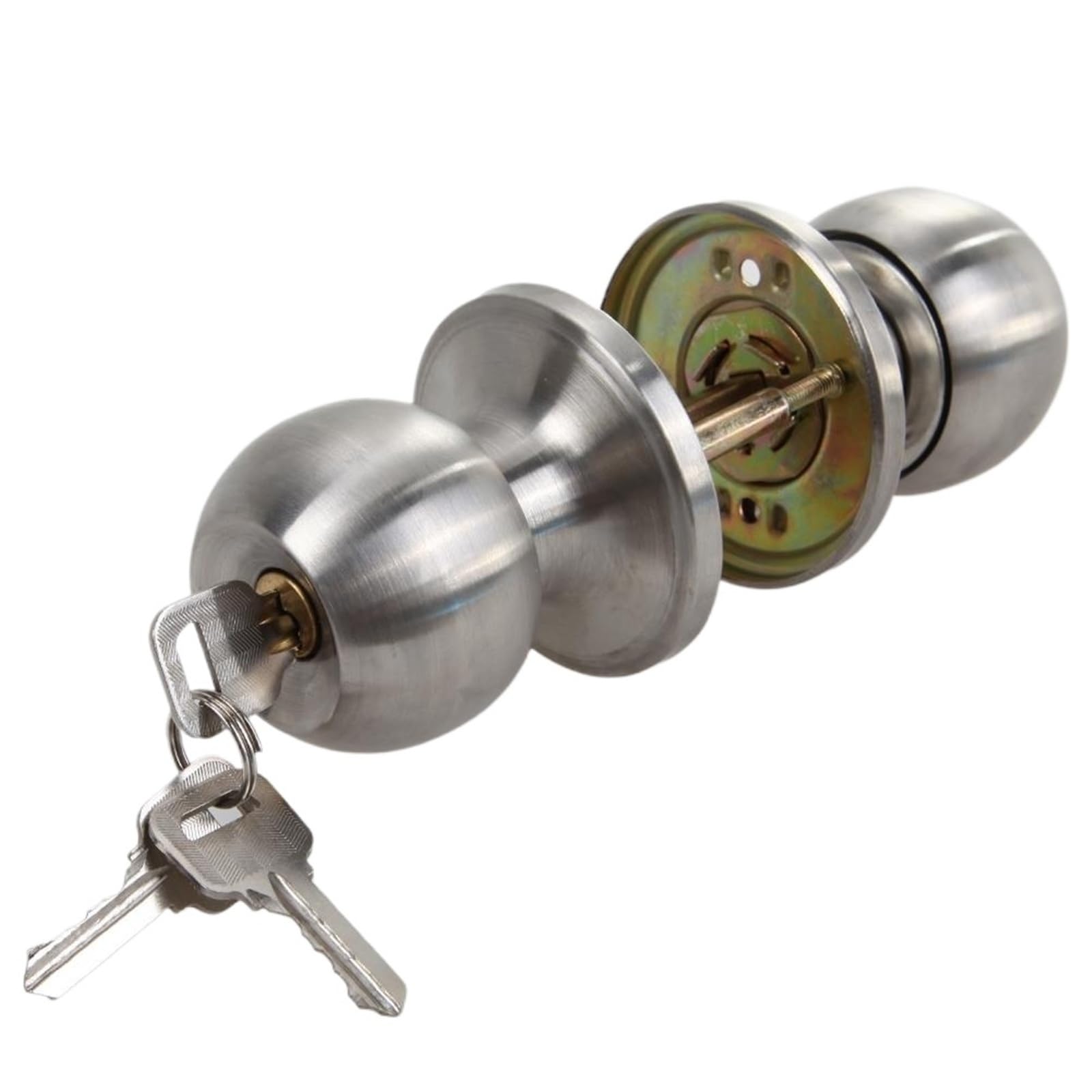 Stainless Steel Round Door Knobs Knob Handle Internal Entrance Passage Lock with Key