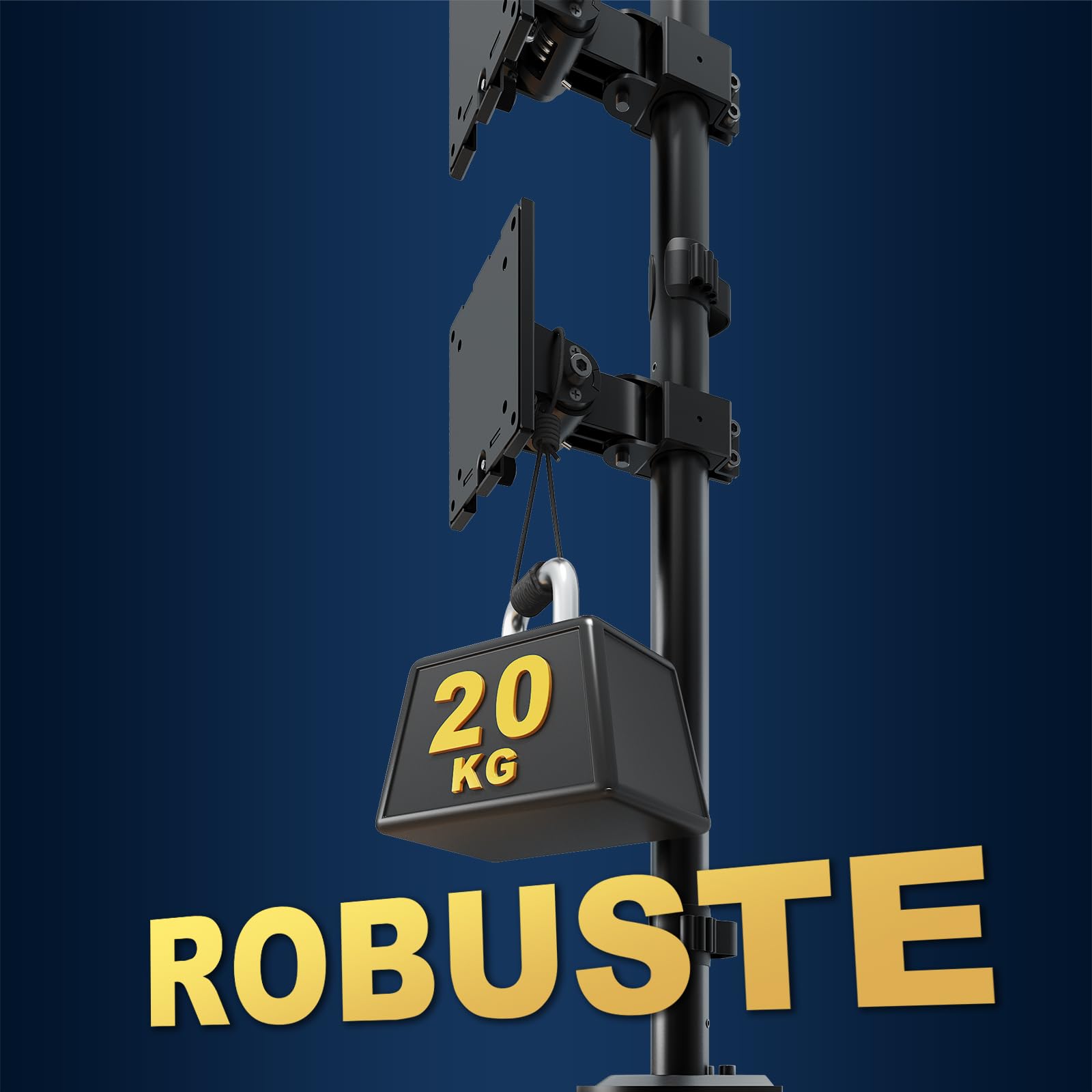 Support Moniteur pour 2 Écrans 17-49 Pouces – Bras Double Réglable en Hauteur, VESA 75x75 & 100x100 mm, Inclinable, Pivotant, Gain de Place, Noir