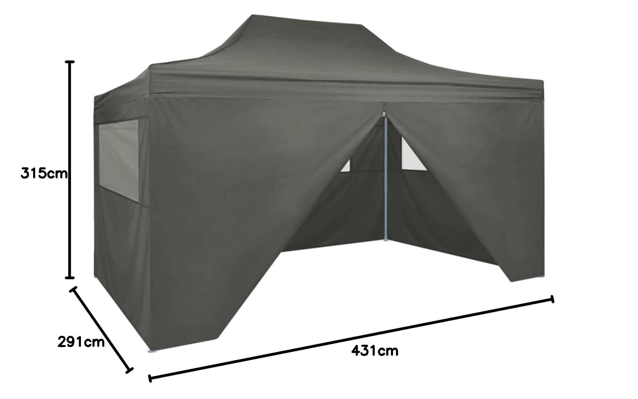 ARKEM Carpa pleglable Pop-up con 4 Paredes 3x4,5 m Gris Antracita Carpa Camping Toldo RetráCtil