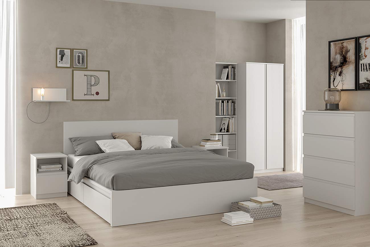 Iconico Home MIK Modern, Armoire à 2 Portes avec poignée intégrée, penderie, Chambre à Coucher, Salon, 80 x 55,5 x 190,5 cm, Blanc
