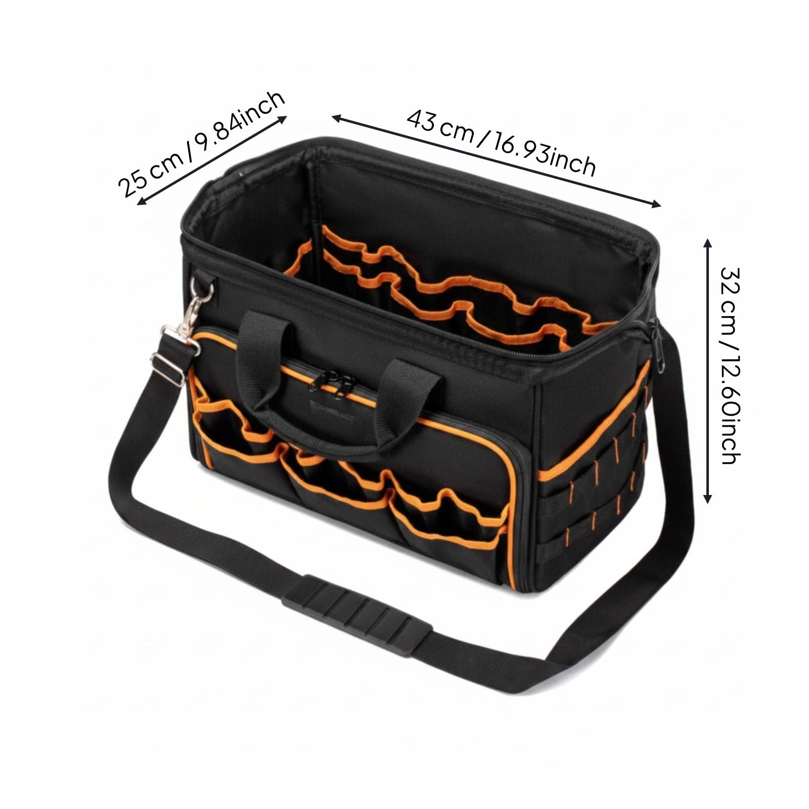 KESOTO Borsa Porta Attrezzi Pesante Borsa Attrezzi Borsa Organizer Valigetta Portautensili Custodia Strumenti con Manico Imbottito E Tracolla Regolabile 46