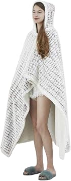 Regal Comfort Wearable Faux Fur Sherpa Throw Blanket - Warm and Soft Oversized Hoodie Blanket - Living Room Couch and Chair Decor - All Seasons - 50" x 70" - Sandstone Fox