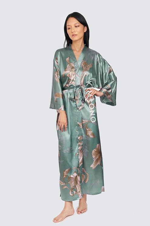 KIM+ONO Satin Long Kimono Robe for Women
