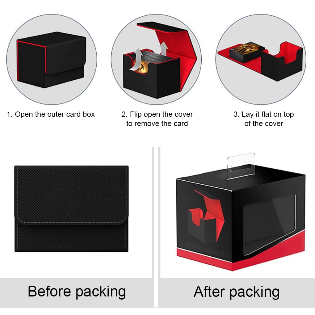 10 Set Sammelkarten-Aufbewahrungsbox mit Deckelhalter, große Kapazität, tragbarer Organizer, Gaming-Sammelkoffer, Behälter, Erwachsene, Rot