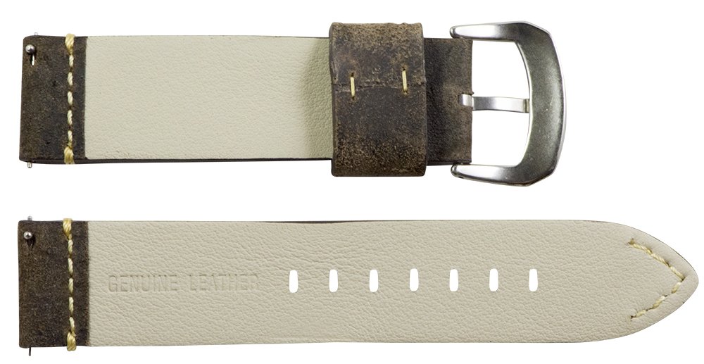 Clockwork Synergy® Dapper Collection - 22mm Buffalo Brown Suede Leather Watch Band