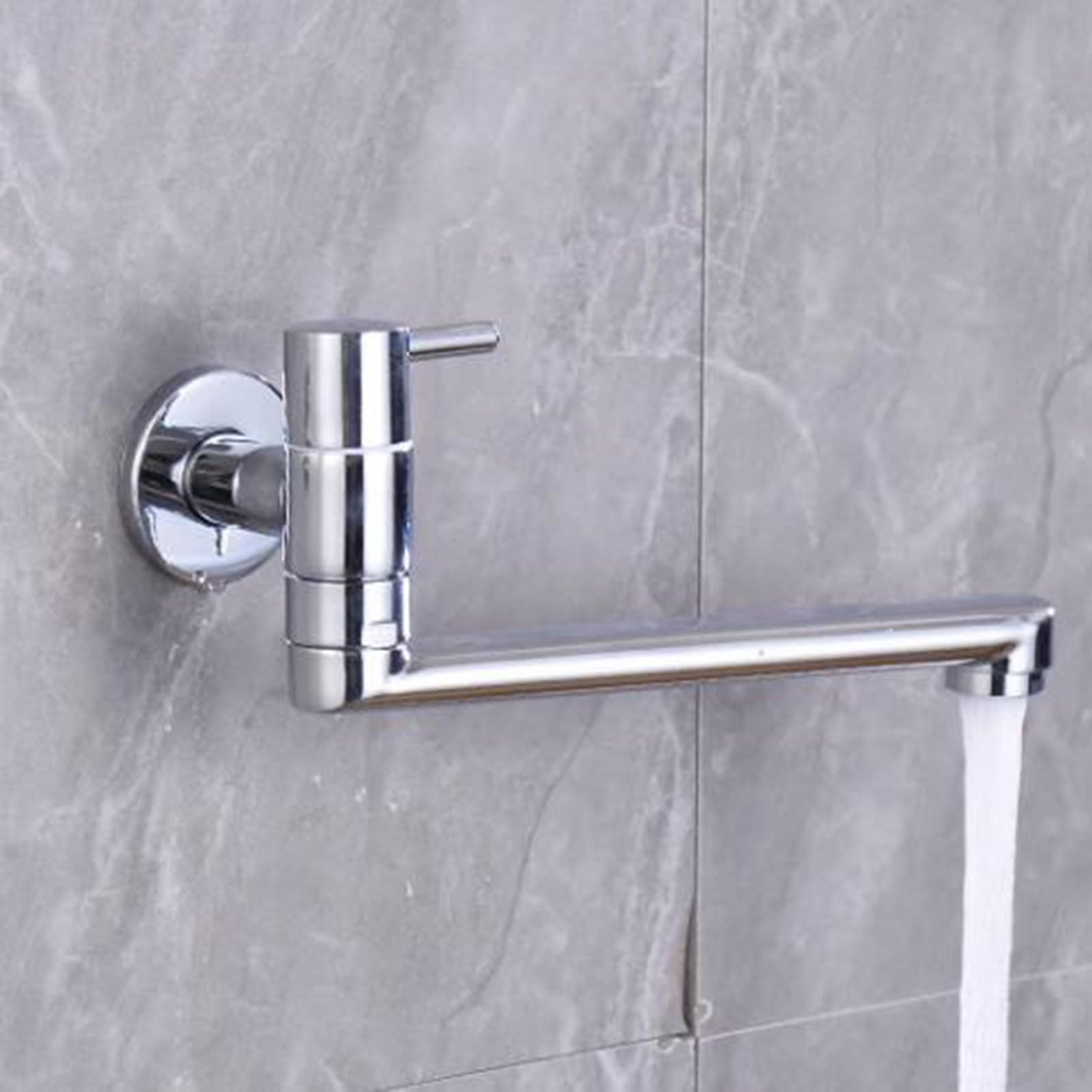 Grifo Cocina Pared Solo Agua Fria Cromo Grifo Giratorio Latón Grifos Fregadero Cocina-35Cm