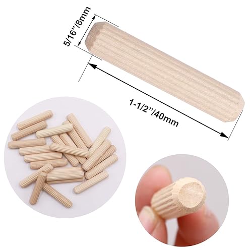 Miniatura 2 de smseace 100 pines de madera con ranura recta con extremo cónico con ángulo biselado, 516 x 1-12 pulgadas (0.315 in x 1.575 in), usados para