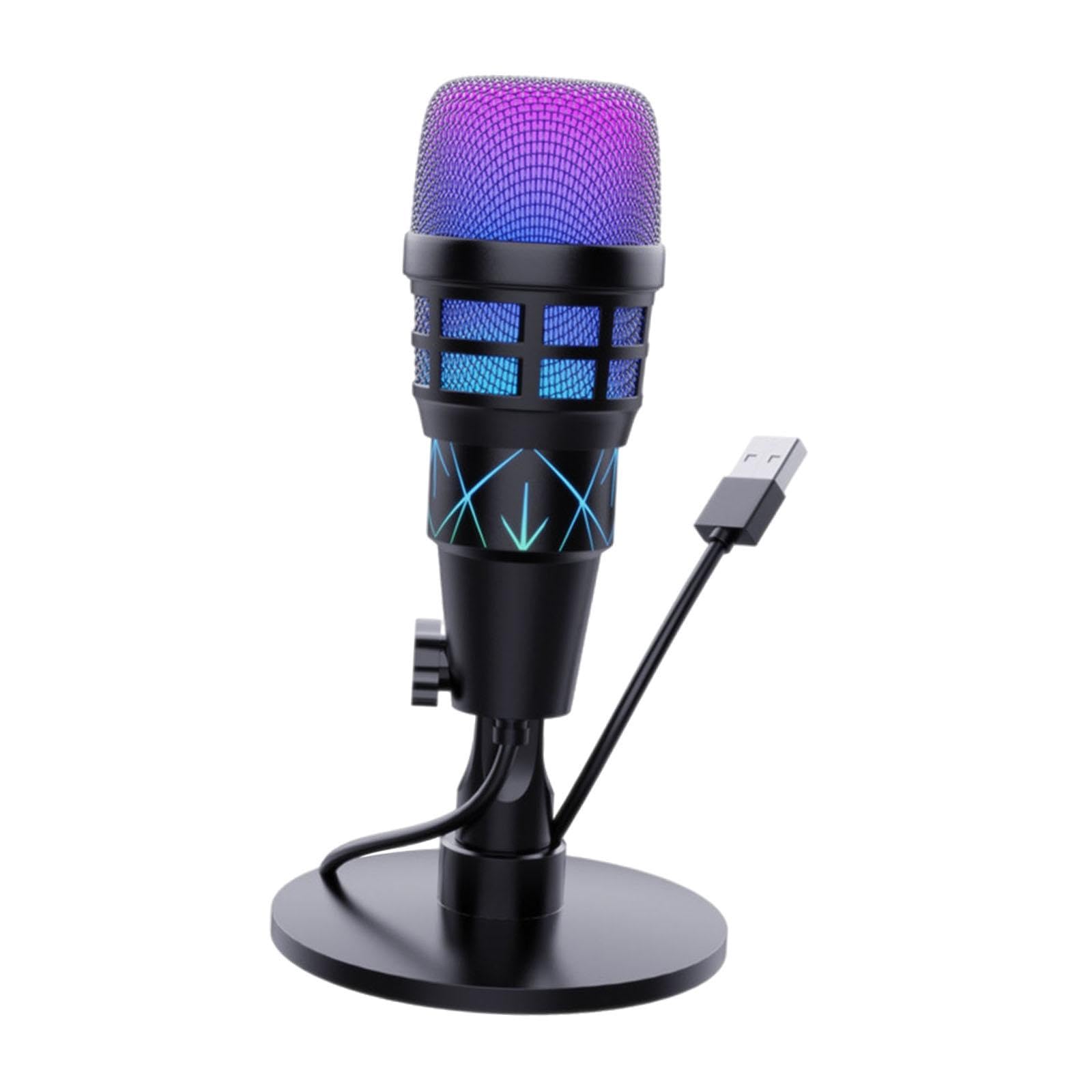 Microfono USB da Gioco per PC, Microfono a condensatore per Chat Online per Principianti, per Computer con riduzione del Rumore per Studio di, con Motivo