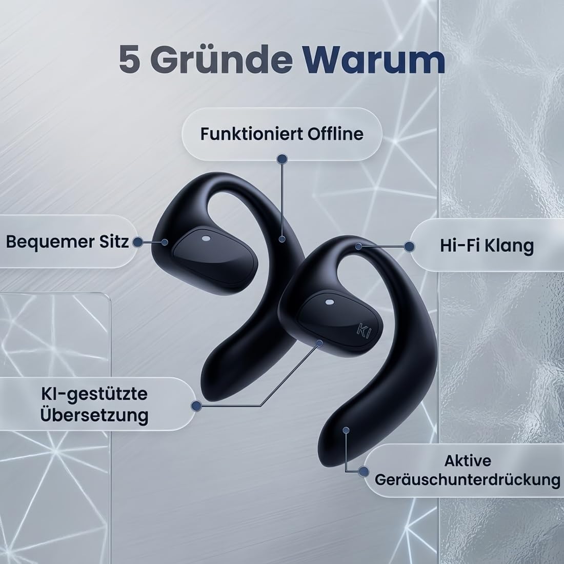 Sonabuds Ki Übersetzer Kopfhörer 2026, Tragbar Übersetzungskopfhörer 144 Sprachen, Echtzeit Übersetzung für Reisen, Business, Anrufmodus & Musik (Schwarz)