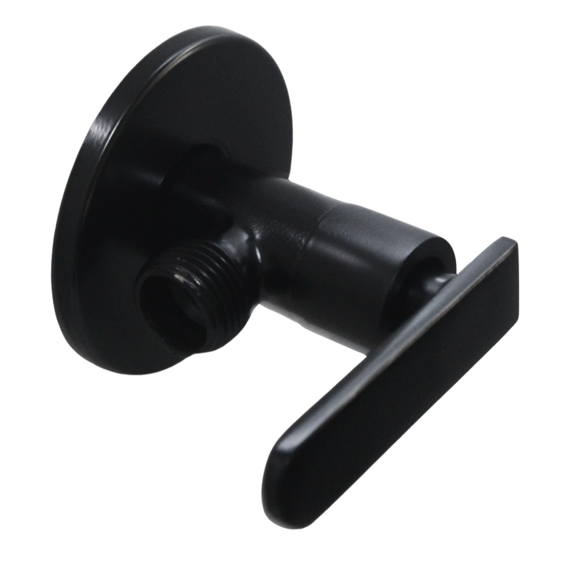 Brass Angle Valve for Bathroom with Wall Flange Angular Stop Cock for Wash Basin and Kitchen Matt Black Chrome
