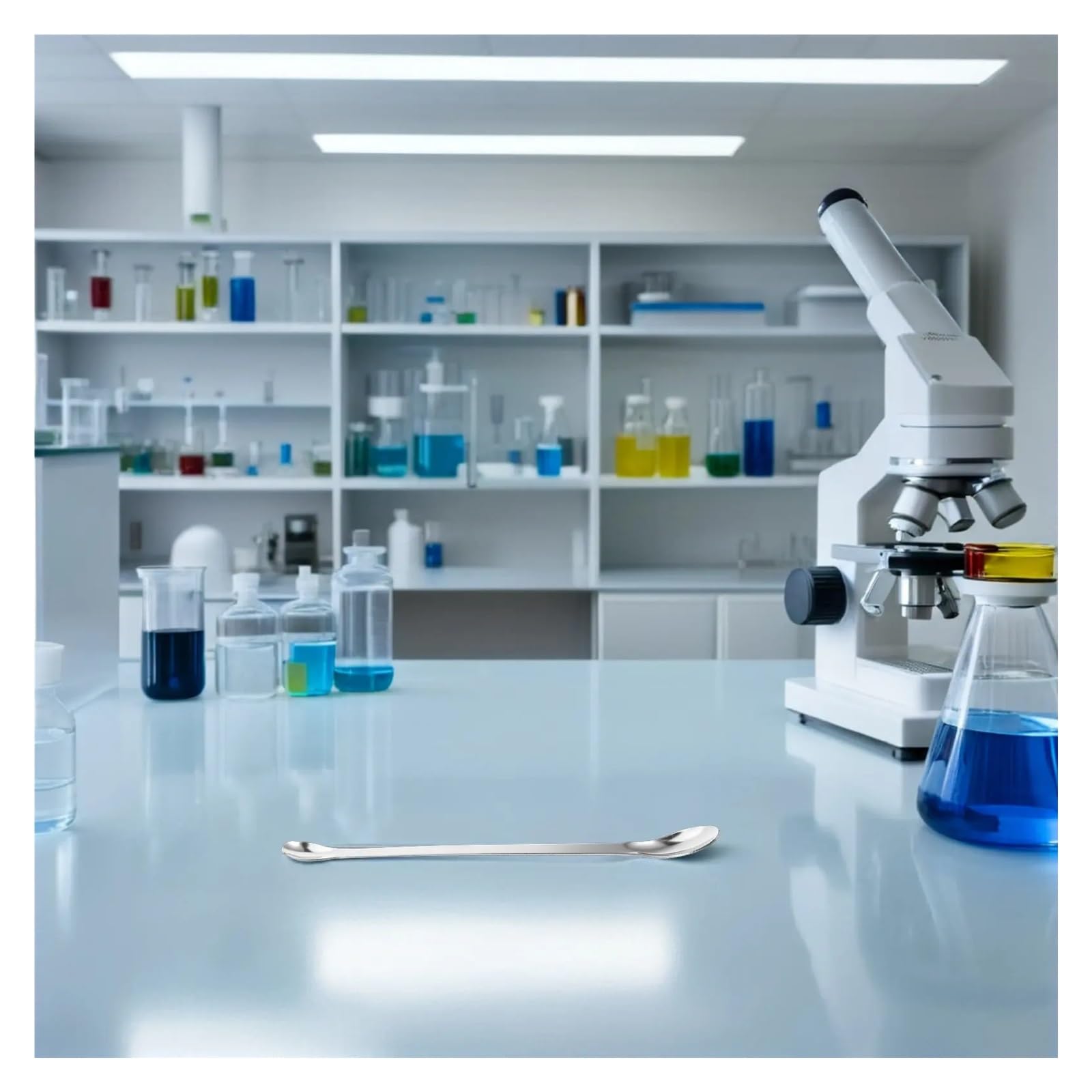 Cuchara Muestreo Laboratorio Espátula de cuchara laboratorio | Espátula de laboratorio de acero inoxidable, cuchara limpia de doble punta, 12 Uds.
