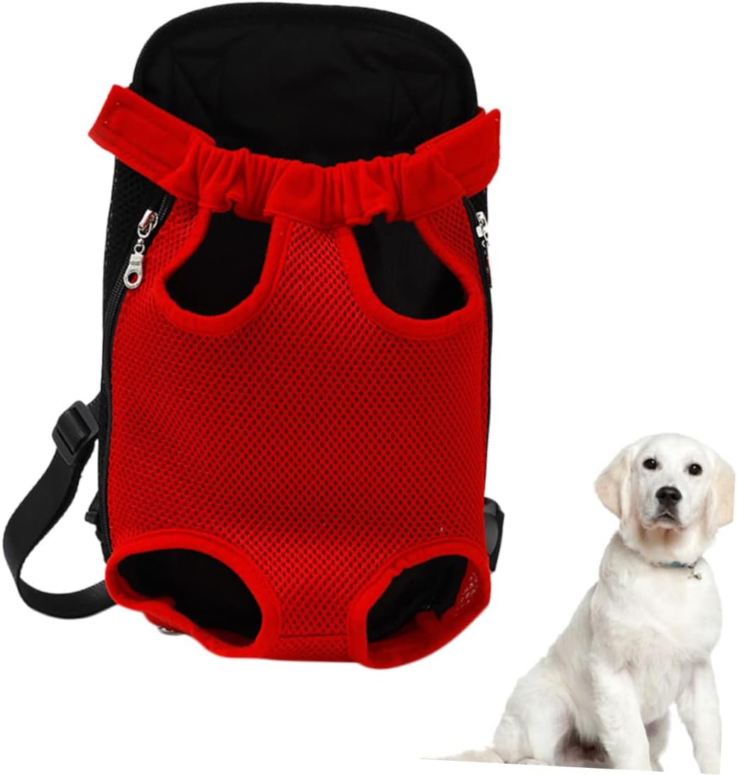 Kisangel 1pc Pet Chest Backpack for Dogs and Cats Breathable Four- Portable Red Mesh for Outdoor Adventures and Pet Comfort