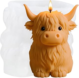 Alpine Cattle Candle Mold Highland Cow Silicone Candle Molds for Candles Making Resin Casting Aromatherapy Candles Wax Polymer Clay Home Decoration
