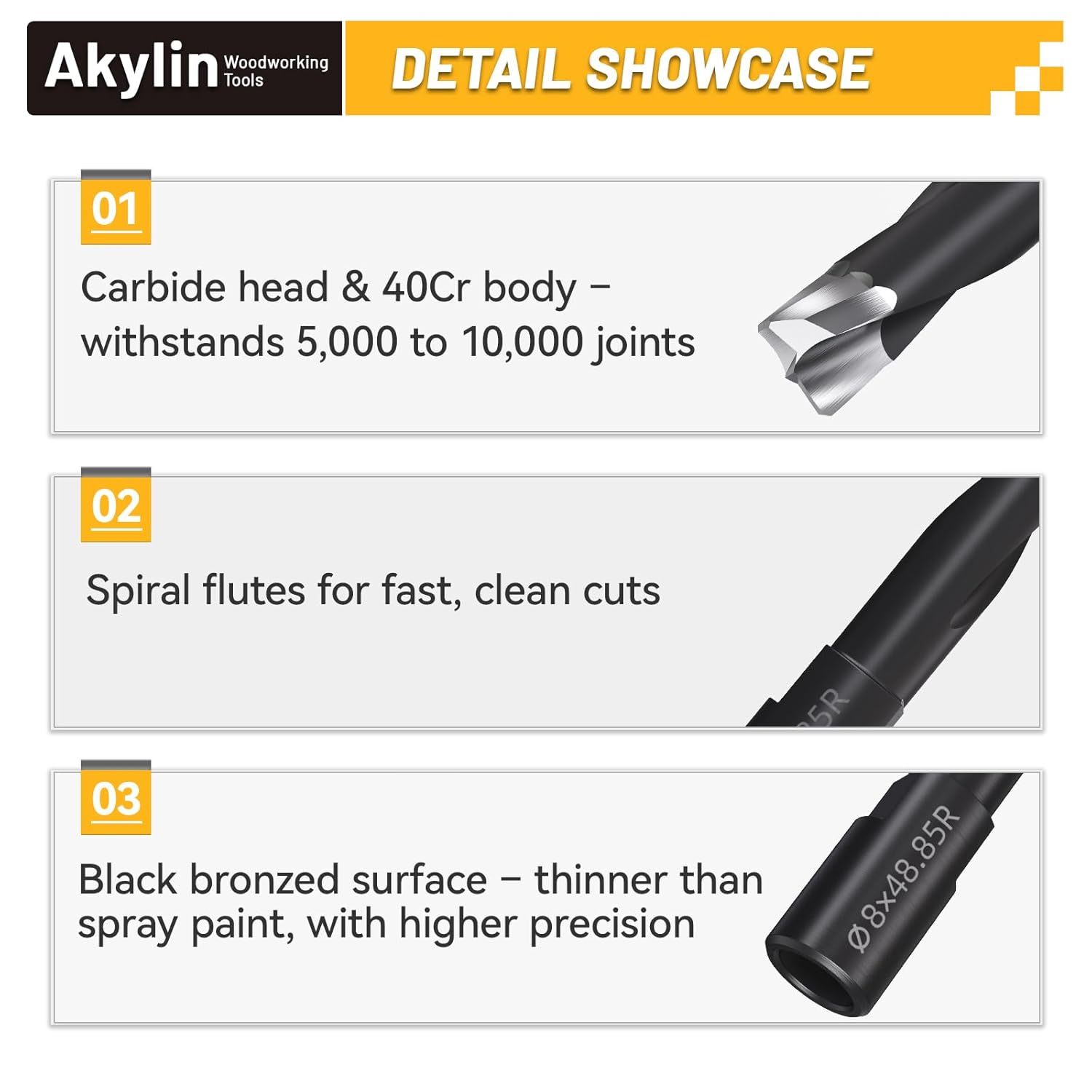 5pcs Solid Carbide Router Bits Set for Domino Joiner Machine,Domino Bit Cutter Kit,Precision Mortise Creation for 4-5-6-8-10mm Domino Tenons,Cutting Tools for Domino Jointing Machines DF500