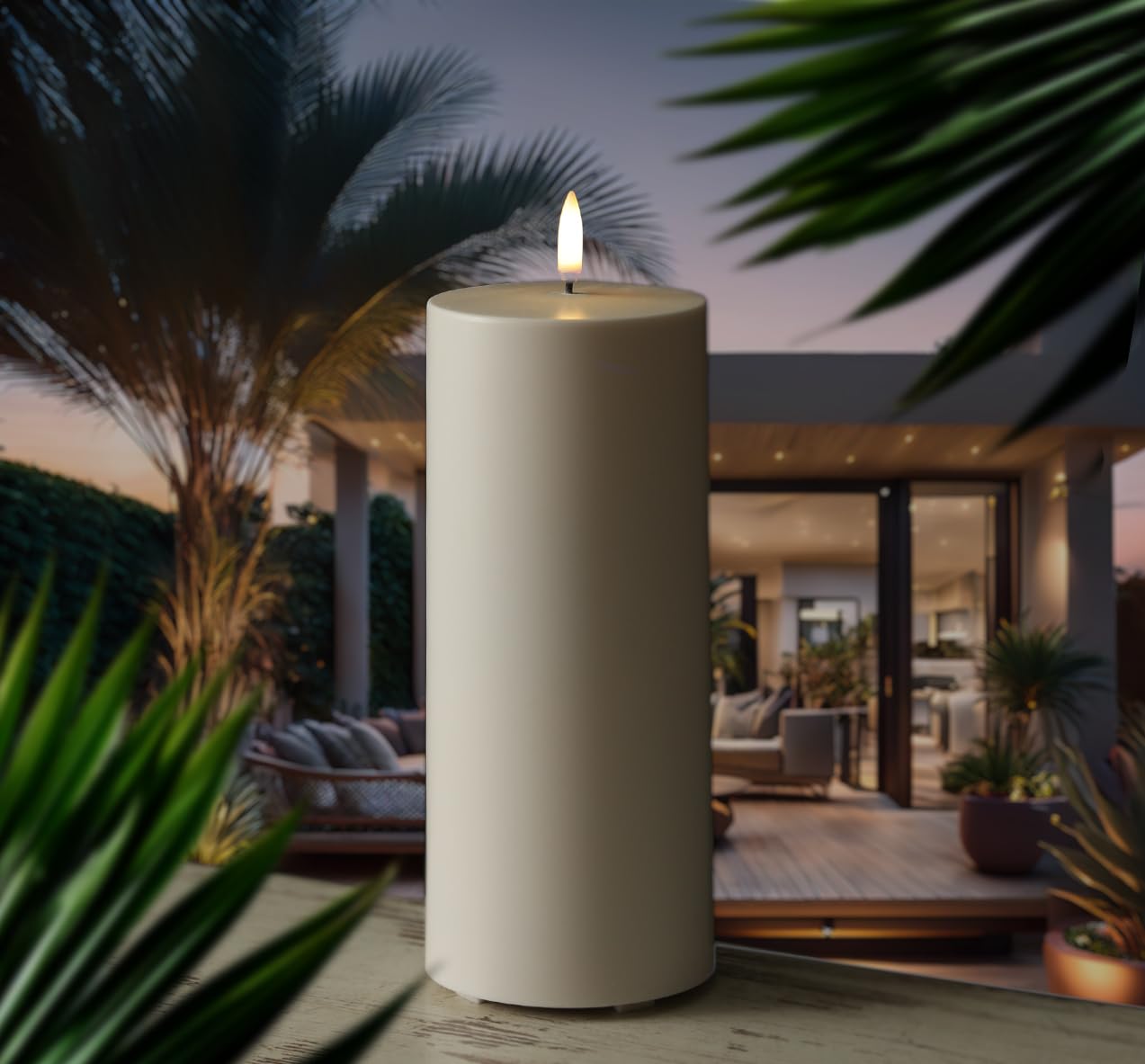 MARELIDA LED Kerze Outdoor Piffany UYUNI Lighting mit flackernder Flamme Stumpenkerze aus Kunststoff für Innen/Außen Timerfunktion dimmbar weiß (Höhe: 20cm)