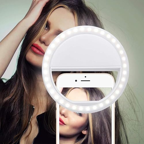 kuweot Luz de llenado de anillo de 36 LED, 5600K 3 niveles de luz regulable para selfies, luz de relleno para tabletas de teléfono móvil, fotos de