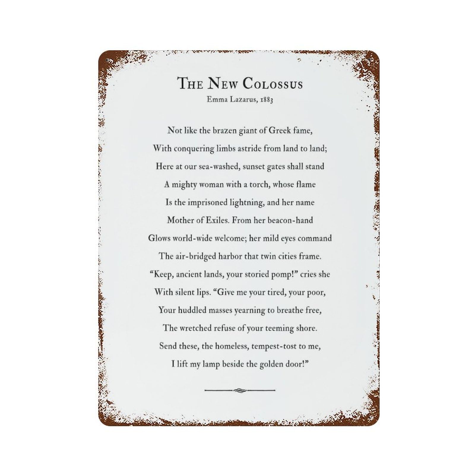 xiaoxiaoshen Quote The New Colossus Poem Wall Decor Art Metal Tin Poster Modern Home Decor Art Home Bar Shop Decorations Vintage Sign 40x30cm