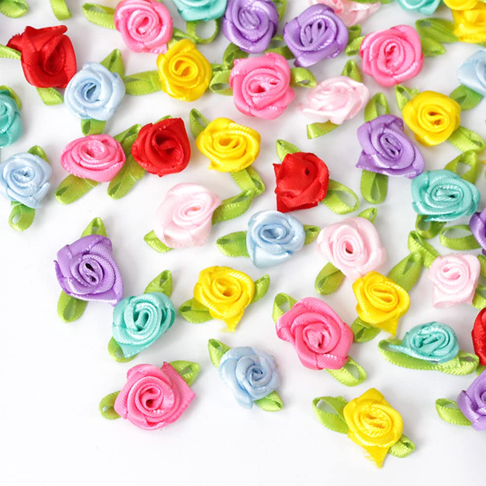 Amazon | 100個 【生地 リボン】巻バラ モチーフ カラーミックス