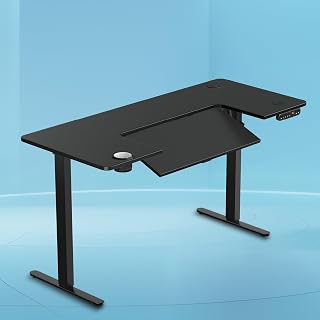 The Sleep Company AeroFlip Adjustable Desk | SmartFlip Ergonomic Tabletop | Height Adjustable 72–120 cm | Wireless Charging | Temperature Controlled Drink Tray |1600 mm | Black & Black