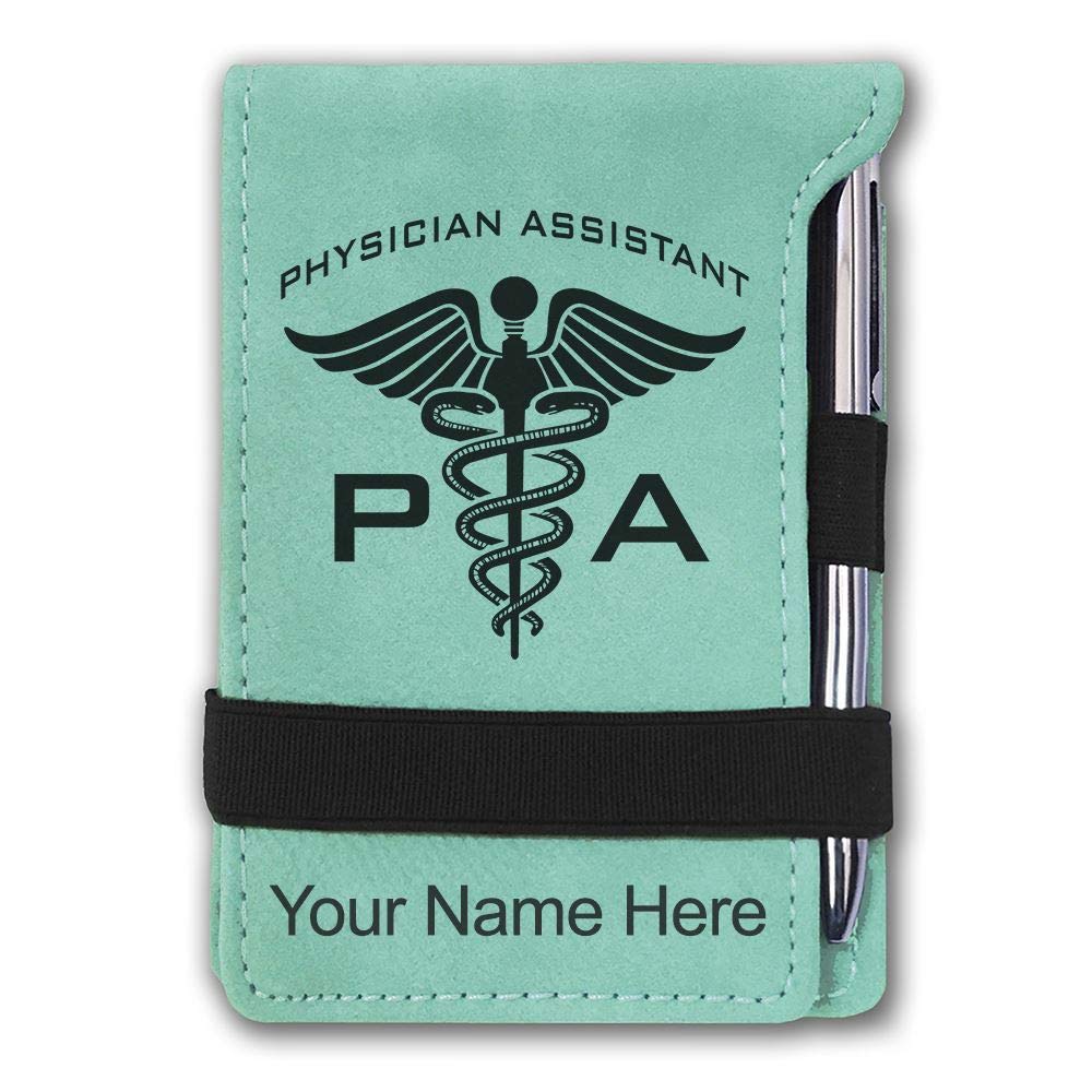 LaserGram Mini Padfolio with Notepad and Pen, PA Physician Assistant, Personalized Engraving Included (Teal)