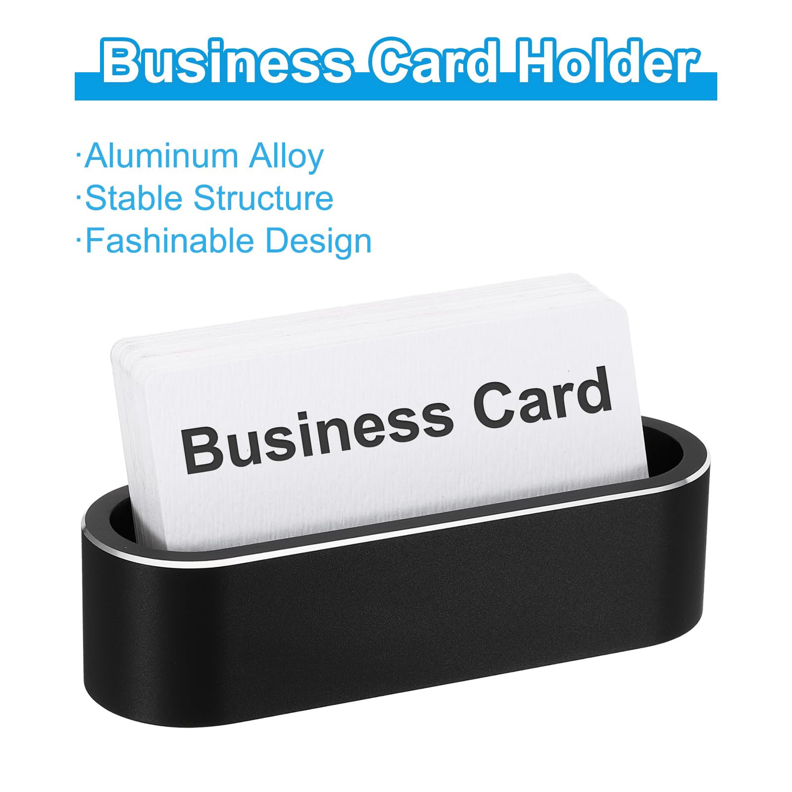 PATIKIL Business Card Holder for Desk Metal Name Card Display Organizer Aluminum Alloy Desktop Card Stands for Office Desk Organization Black - Image 3