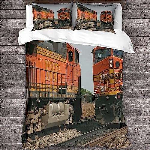 Housse de couette train vert en microfibre douce avec fermeture
