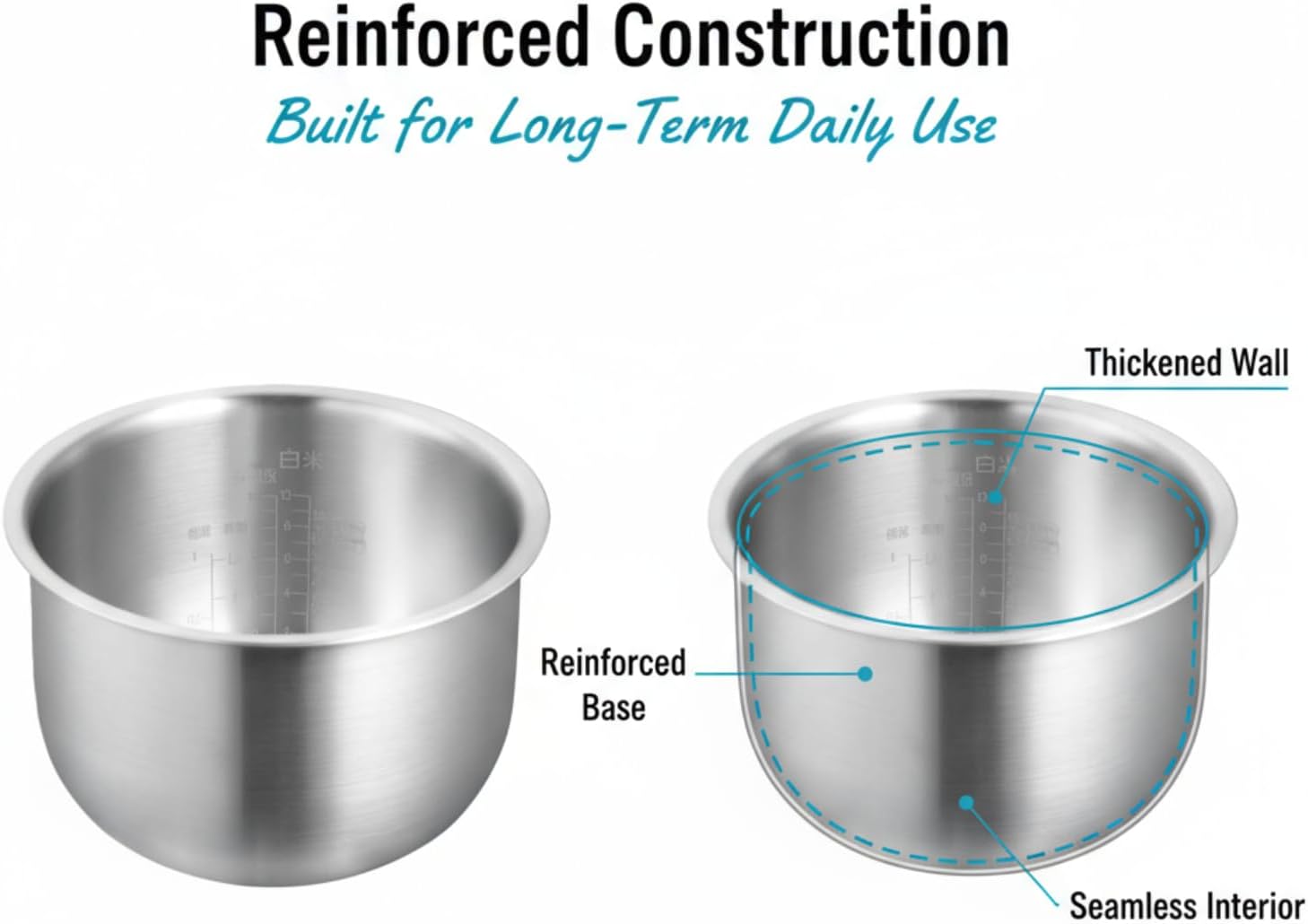 5L / 10-Cup 316 Stainless Steel Inner Pot Compatible with Zojirushi NS-YMH18, Fits B334/B338 Rice Cooker Bowl, Heavy-Duty Replacement Stainless Liner