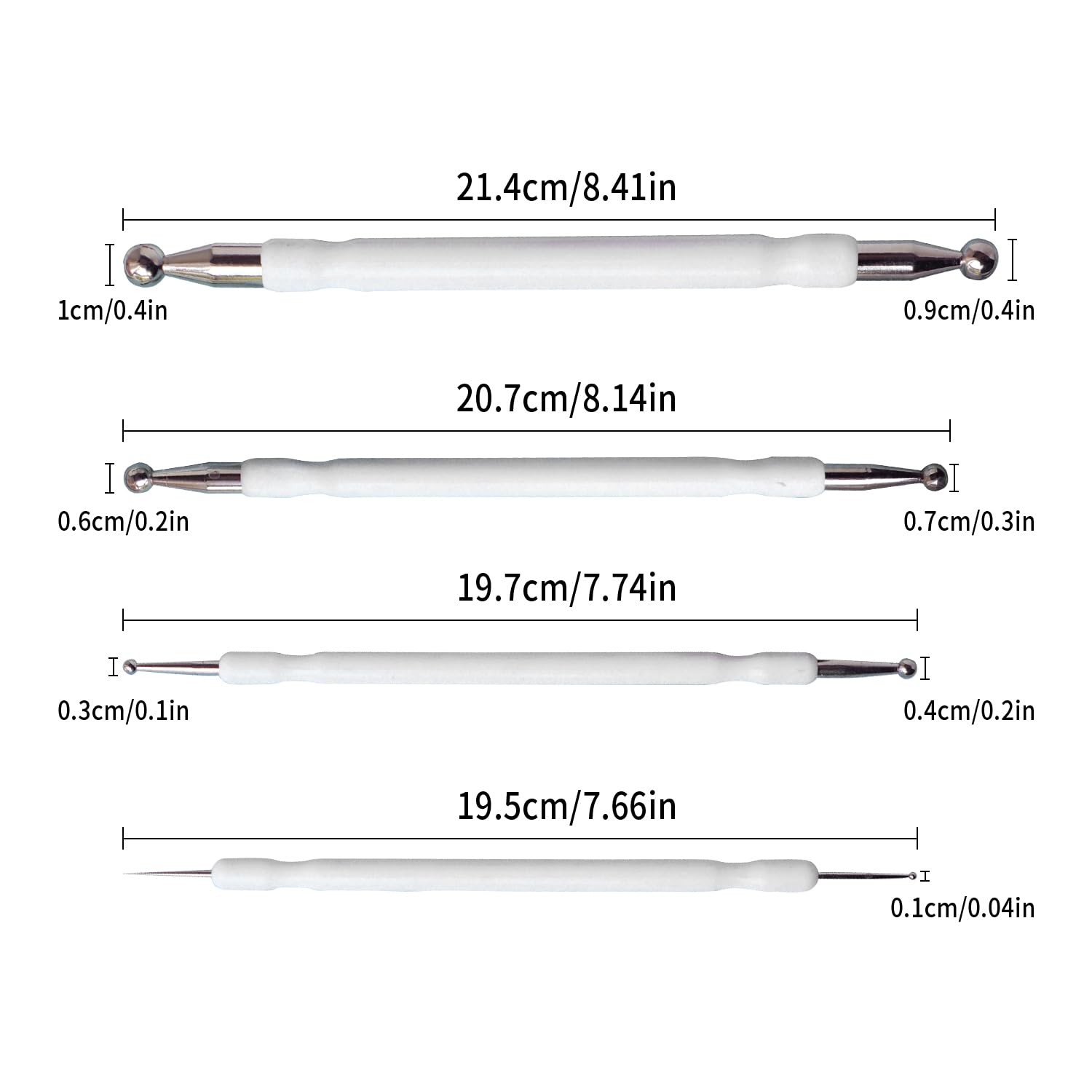 Cake Decorating Metal Ball Fondant Tool, DIY Cake tools, Fondant Cake Pan Flower Sugar Craft Ball Model Mold White(4pcs)