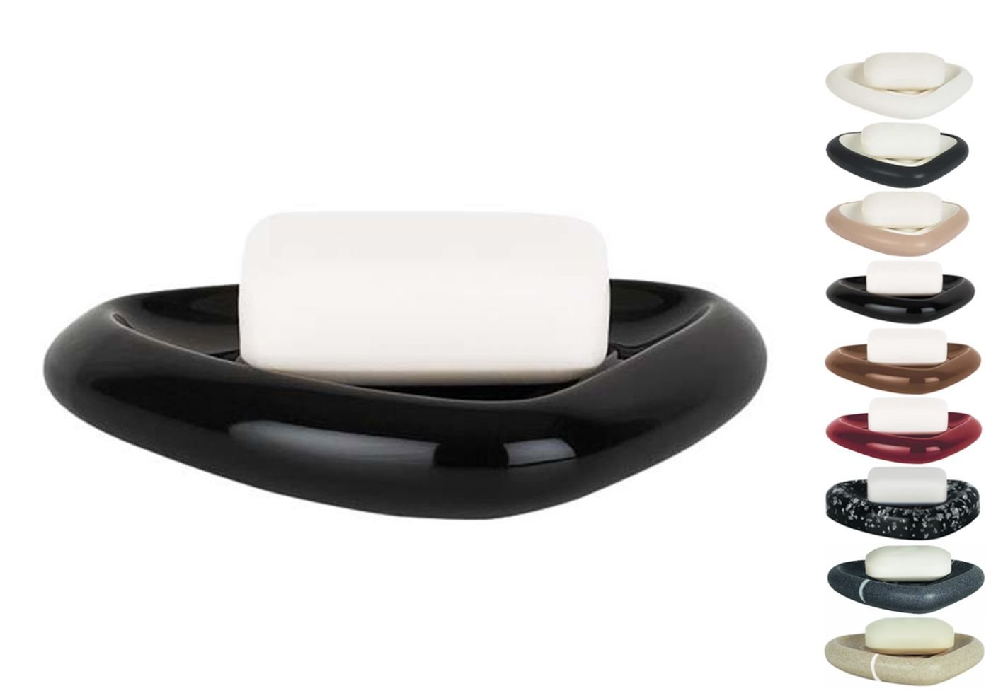 Spirella Etna Shiny Stoneware Soap Dish, Black