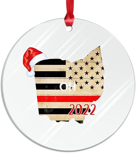 Miniatura 9 de Adorno acrílico de Navidad, recuerdo de vacaciones del estado de Vermont, sombrero de Papá Noel, ciudad natal, invierno, decoración de inauguración