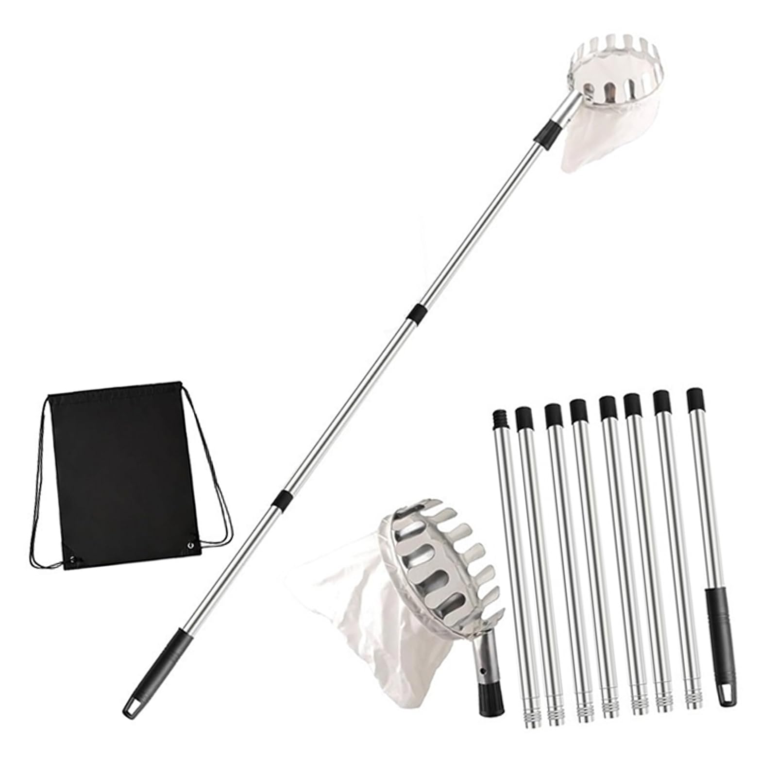 Dispositivo profesional de cosecha de jardín, mango extensible hasta 13 pies con cabeza de metal para recoger naranjas peras en granjas, huertos, recolectores de frutas ajustables