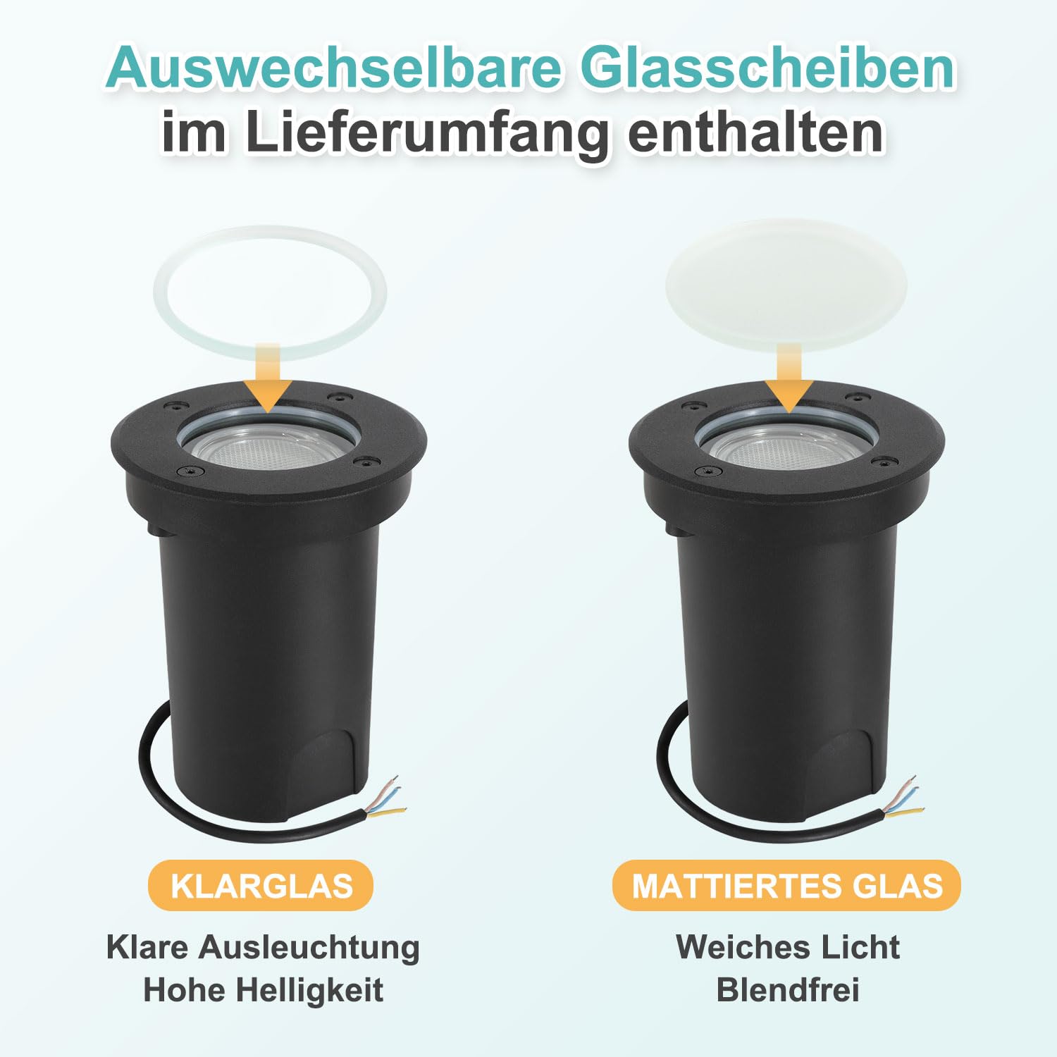 Herrselsam Bodeneinbauleuchte für GU10, 8er set Bodeneinbaustrahler Aussen Led Runde, IP67-Wasserdicht Bodenstrahler, Drehbarer Bodenleuchten mit Lichtquelle, Neutralweiß 4000K (Schwarz)