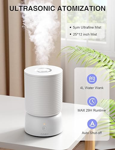 Miniatura 2 de CLEVAST Humidificadores inteligentes para dormitorio, humidificador de llenado superior de niebla fría de 1 galón4 litros con difusor de aceite